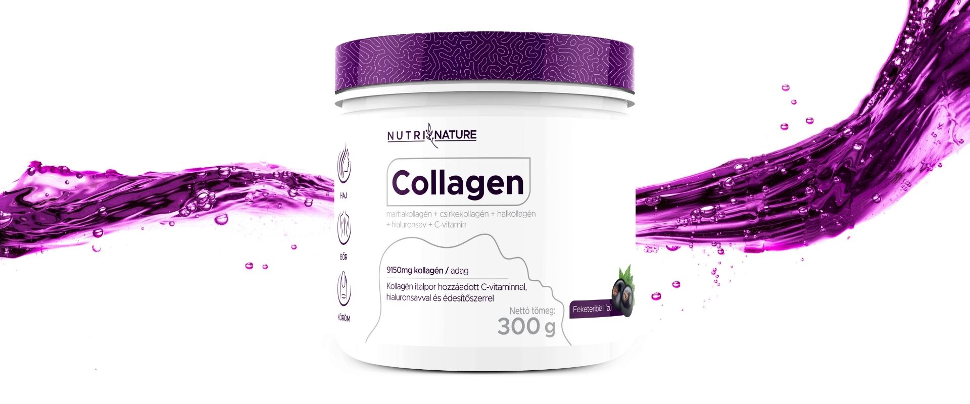 Collagen por, csikre kollagén, marha kollagén, hal kollagén, hyaluron sav és C-vitamin