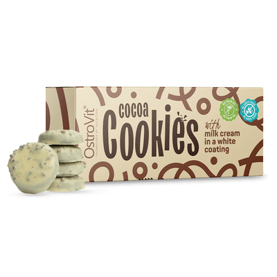 OstroVit - Cocoa Cookies - Cukormentes kakaós keksz tejkrémmel - 128g