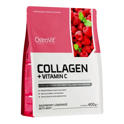 OstroVit - Kollagén + C-vitamin - Málna-menta ízű - 400g