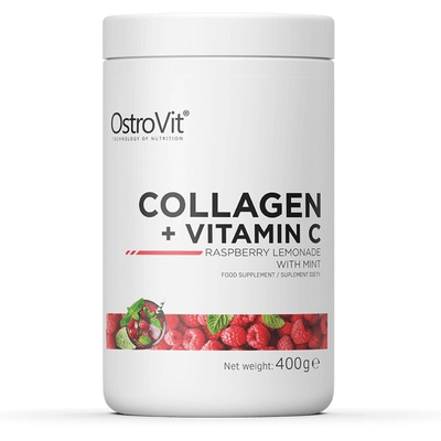 OstroVit - Kollagén + C-vitamin - Málna-menta ízű - 400g