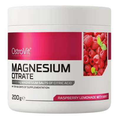 OstroVit - Magnesium Citrate - Málnás-limonádé, mentával - 200 g 