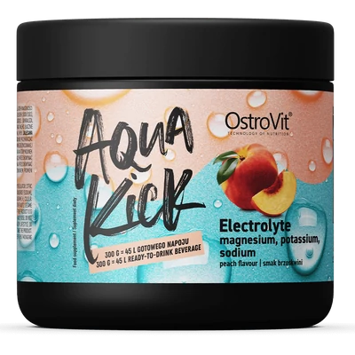 OstroVit Aqua Kick Electrolyte – Elektrolit italpor – Őszibarack – 300 g