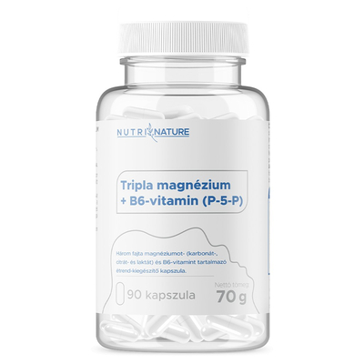 Nutri Nature - Tripla magnézium + B6-vitamin (P-5-P) - 90db
