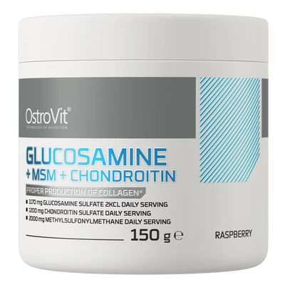 OstroVit - Glucosamine + MSM + Chondroitin - Por - Málna ízű - 150 g