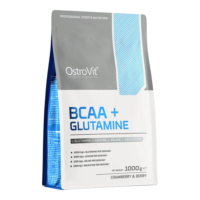 OstroVit - BCAA + Glutamine - Eper-áfonya - 1000 g 