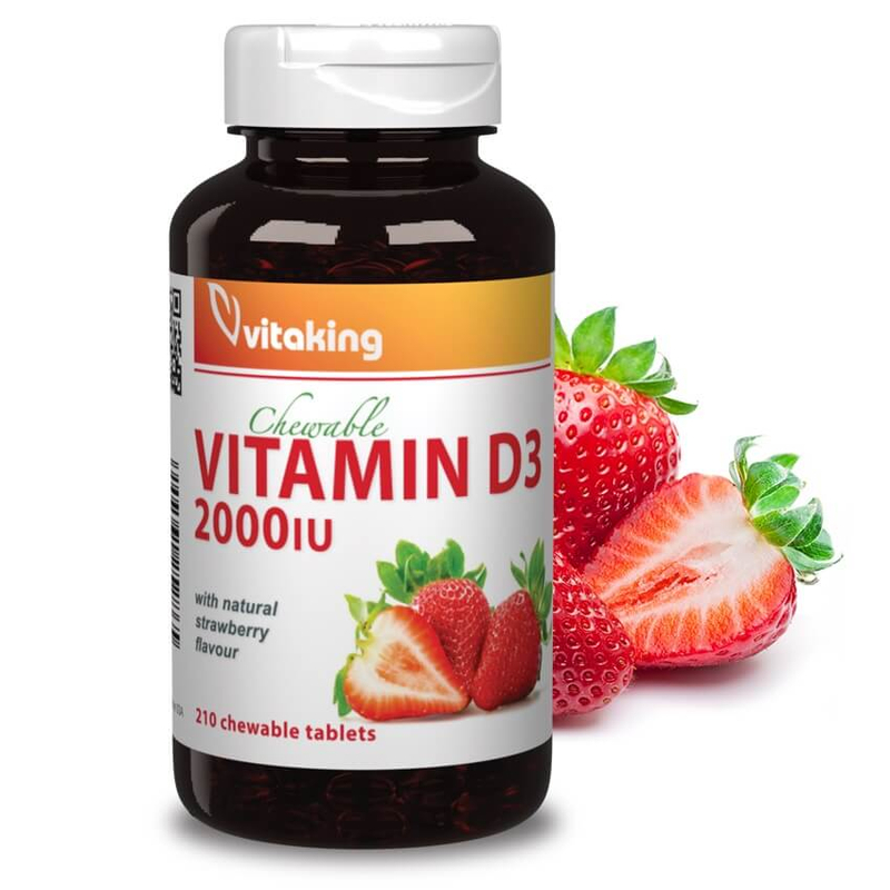 Vitaking - D3-vitamin 2000 NE eper ízű rágótabletta - 210 db