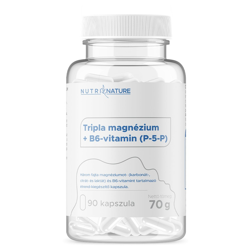 NUTRI NATURE - TRIPLA MAGNÉZIUM + B6-VITAMIN (P-5-P) - 90 kapszula