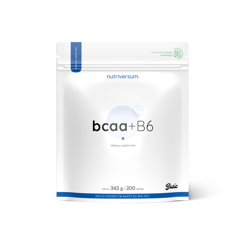 Nutriversum BCAA tabletta, 200db BCAA tartalmú tabletta, B6 vitaminnal kiegészítve.